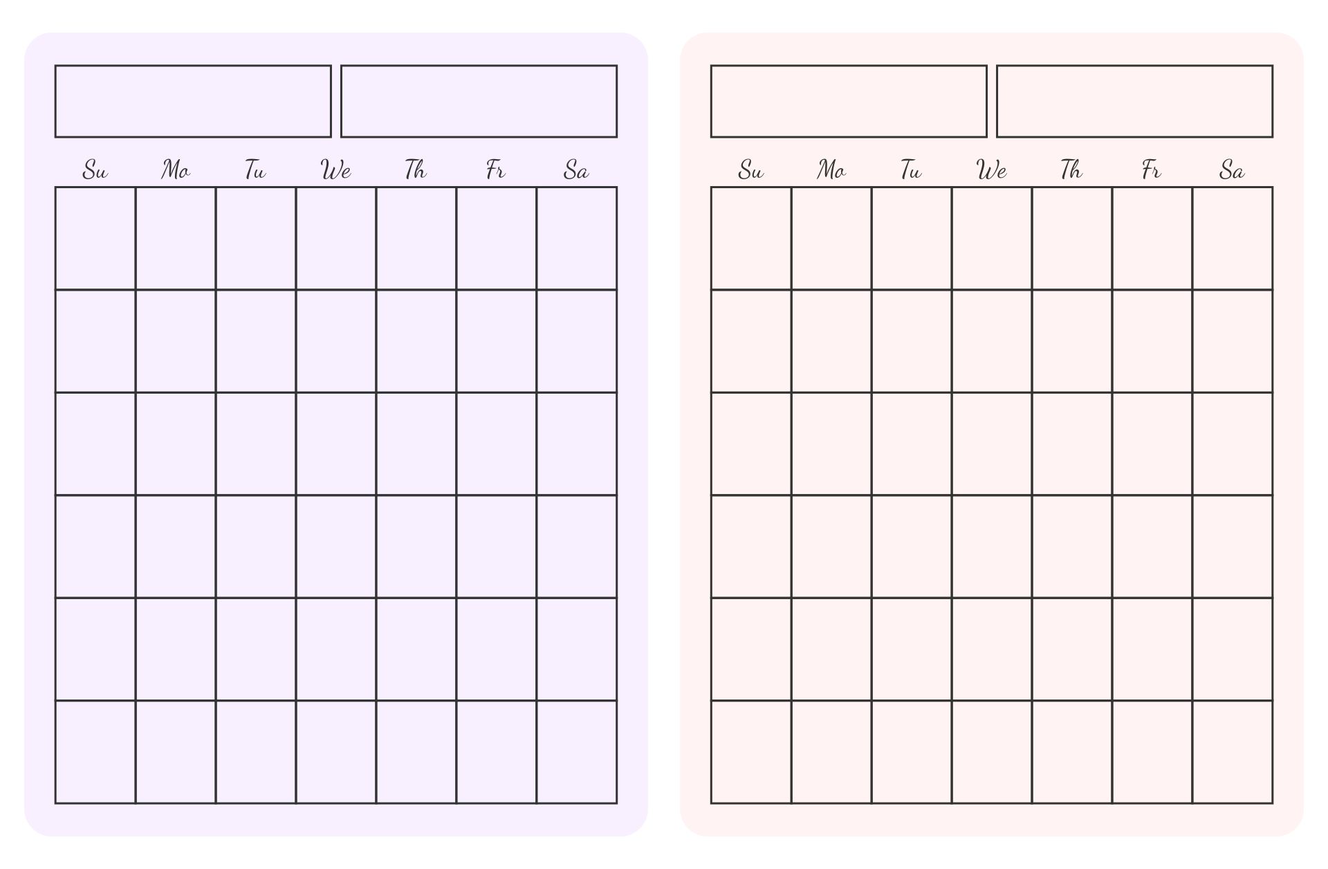 Two-Month Calendar