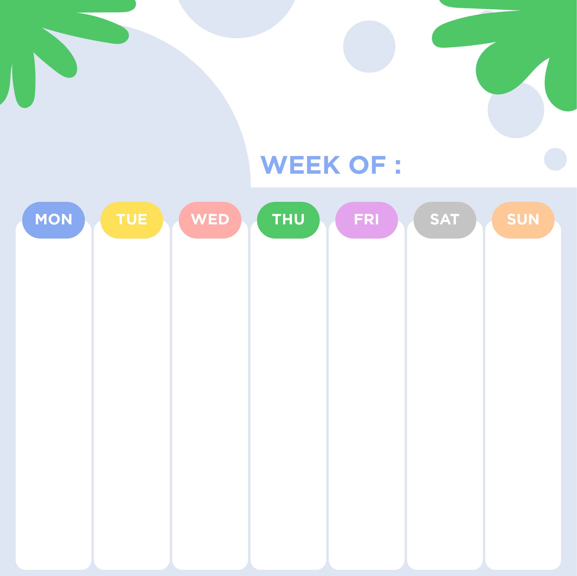 7- Day Week Calendar