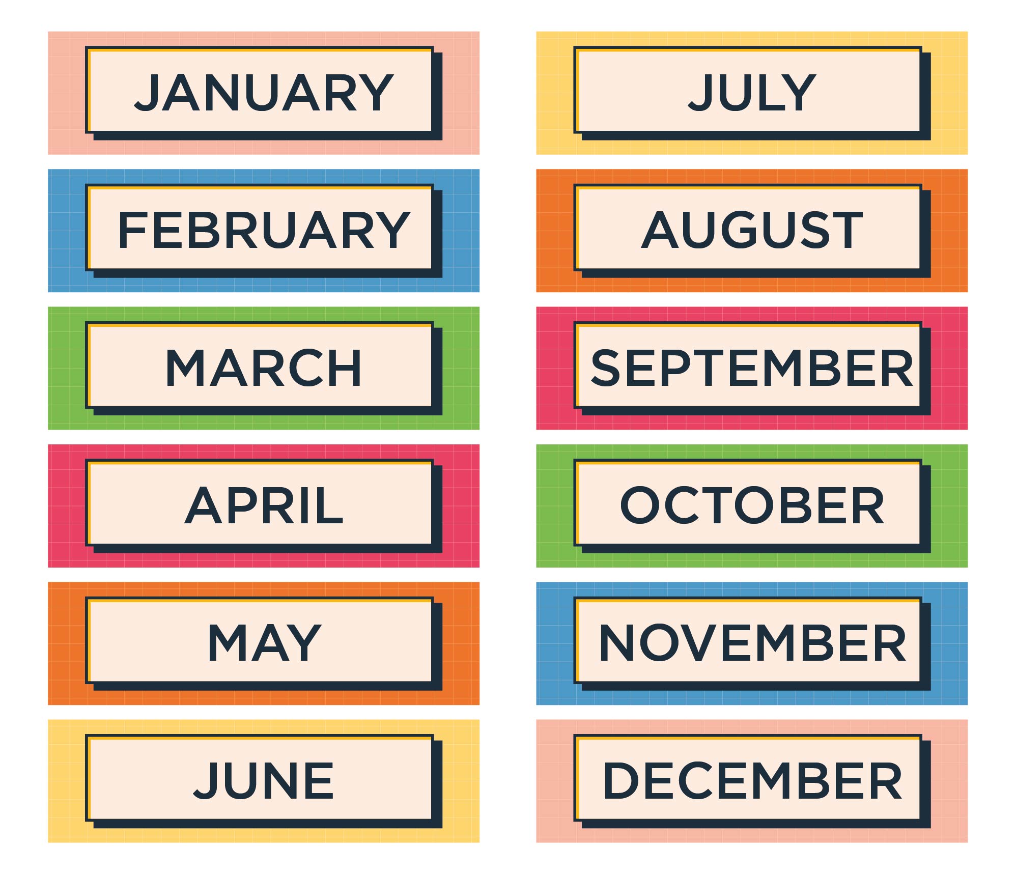 Calendar Headers Months
