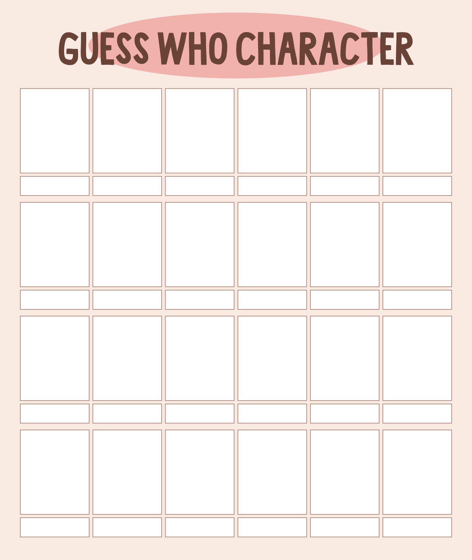 Guess Who Game Sheets