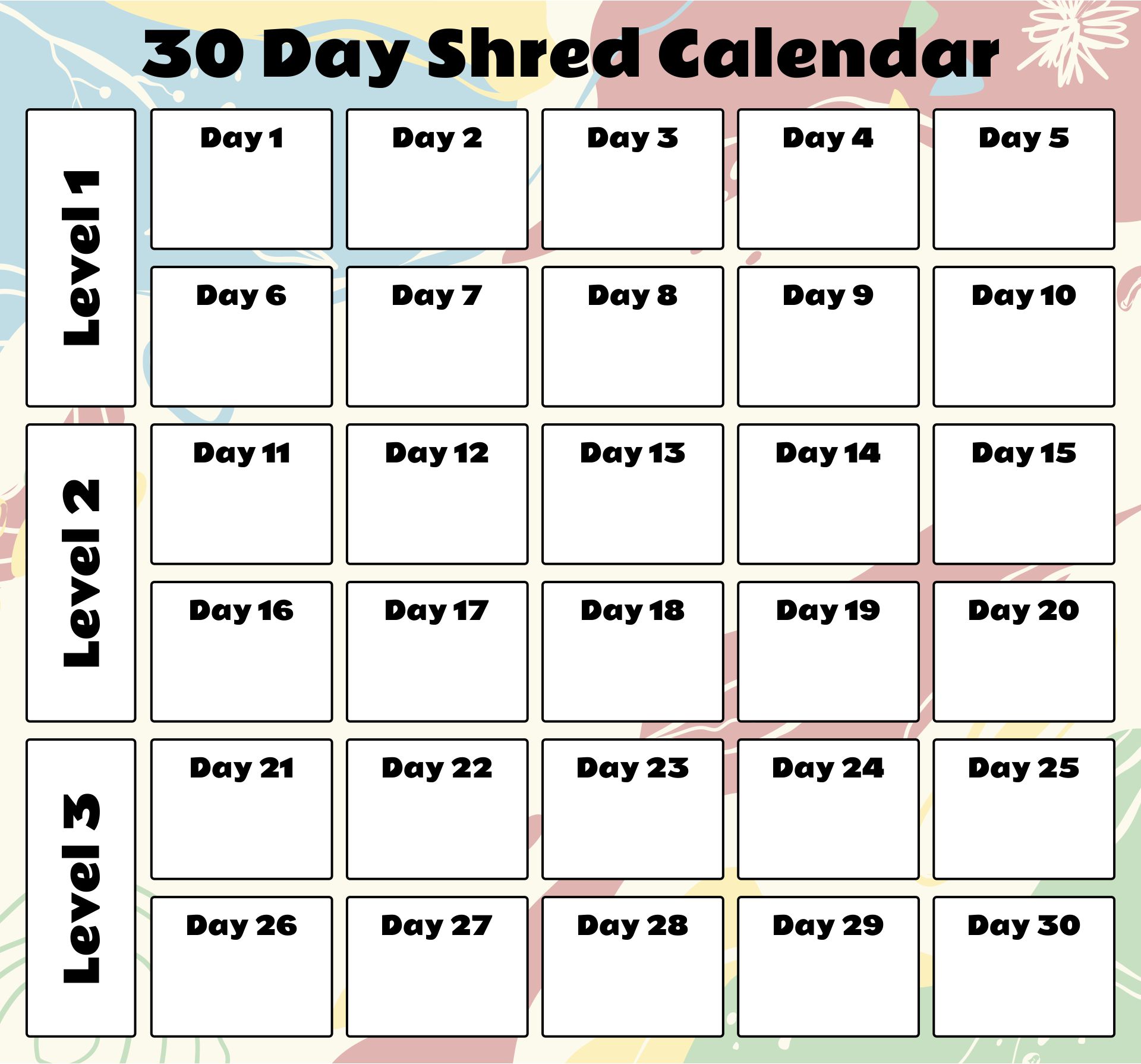 30-Day Workout Calendar