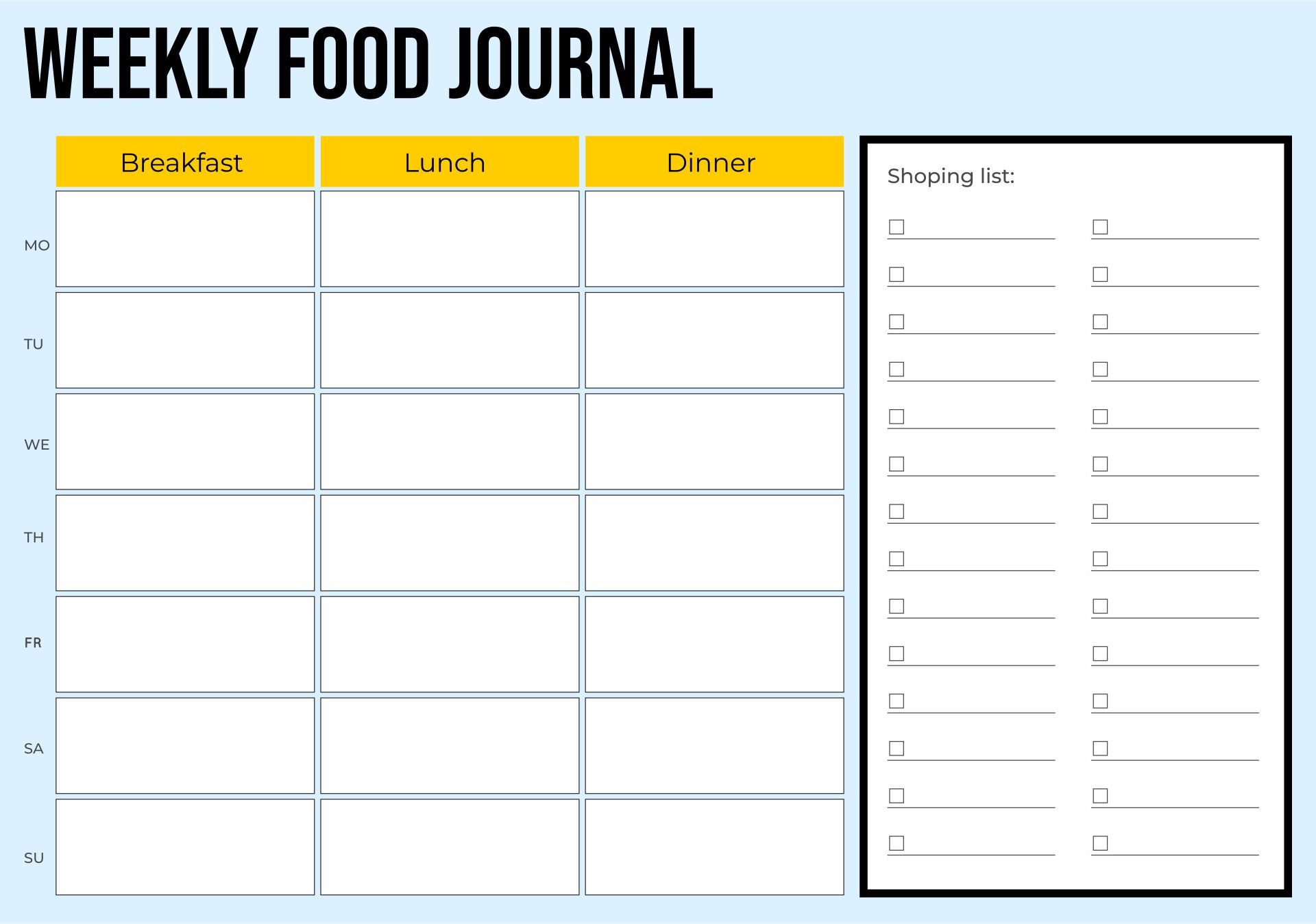 7-Day Food Journal